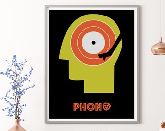 Mid-Century Modern Record Wall Print, 1950s Music Art Giclee Poster Large Sizes Available