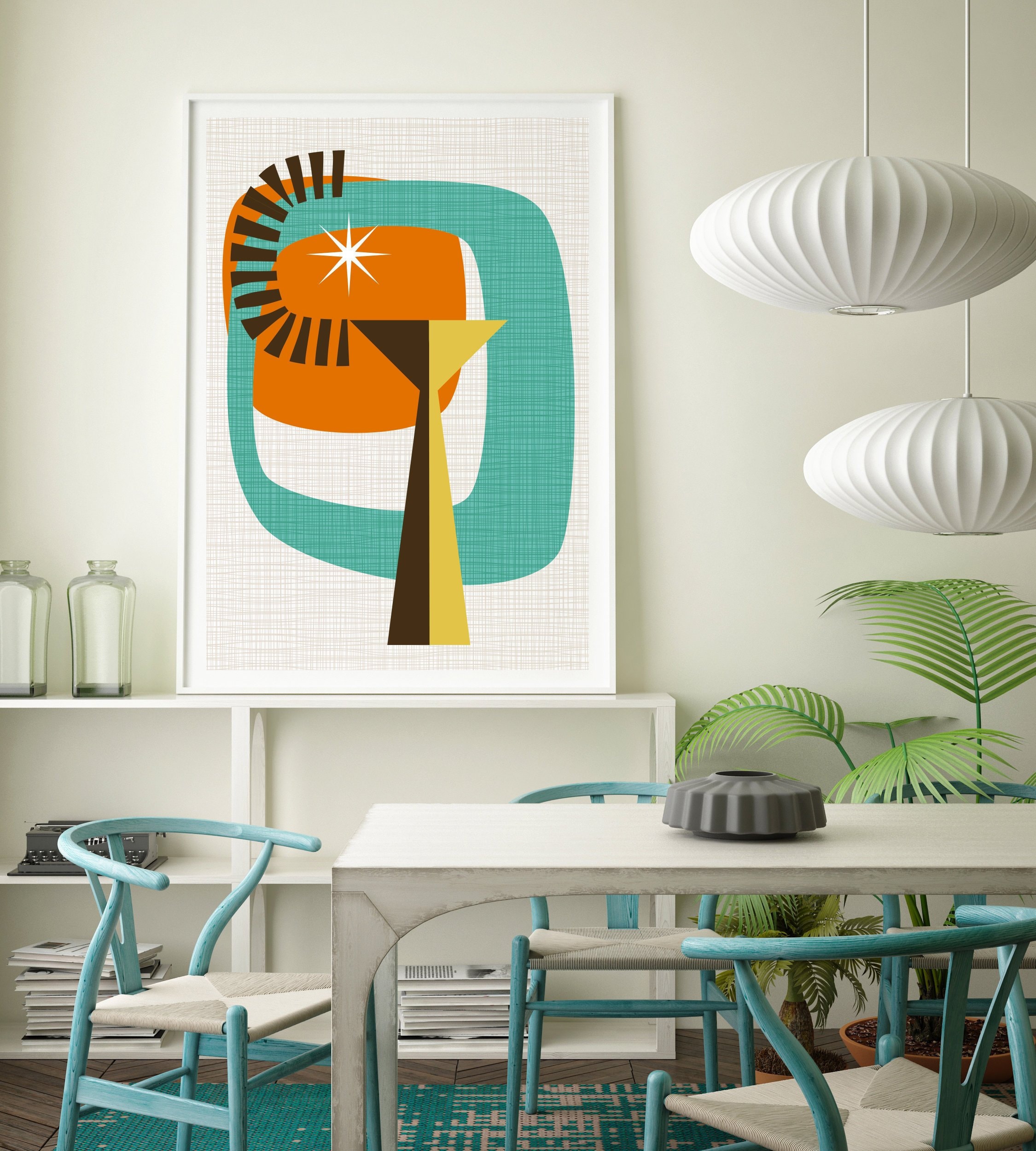 MID-CENTURY MODERN アート作品満載です。 Mid Century Modern Starbust Metal Wall Art, Shadow Box Wall
