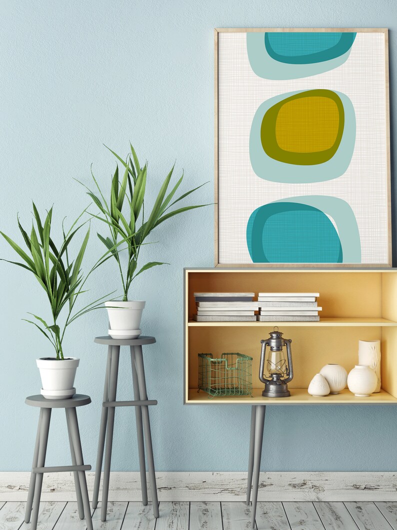 Abstract Midcentury Modern Wall Prints Colorful Midcentury Etsy