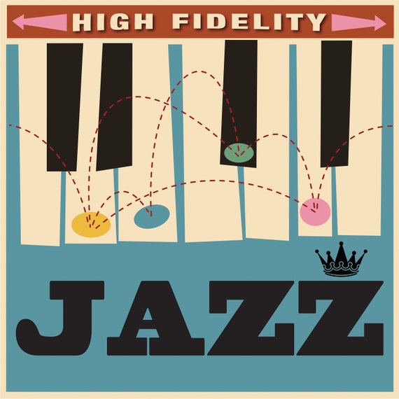 Jazz Art, Retro Mid-century Modern Wall Print, Vintage