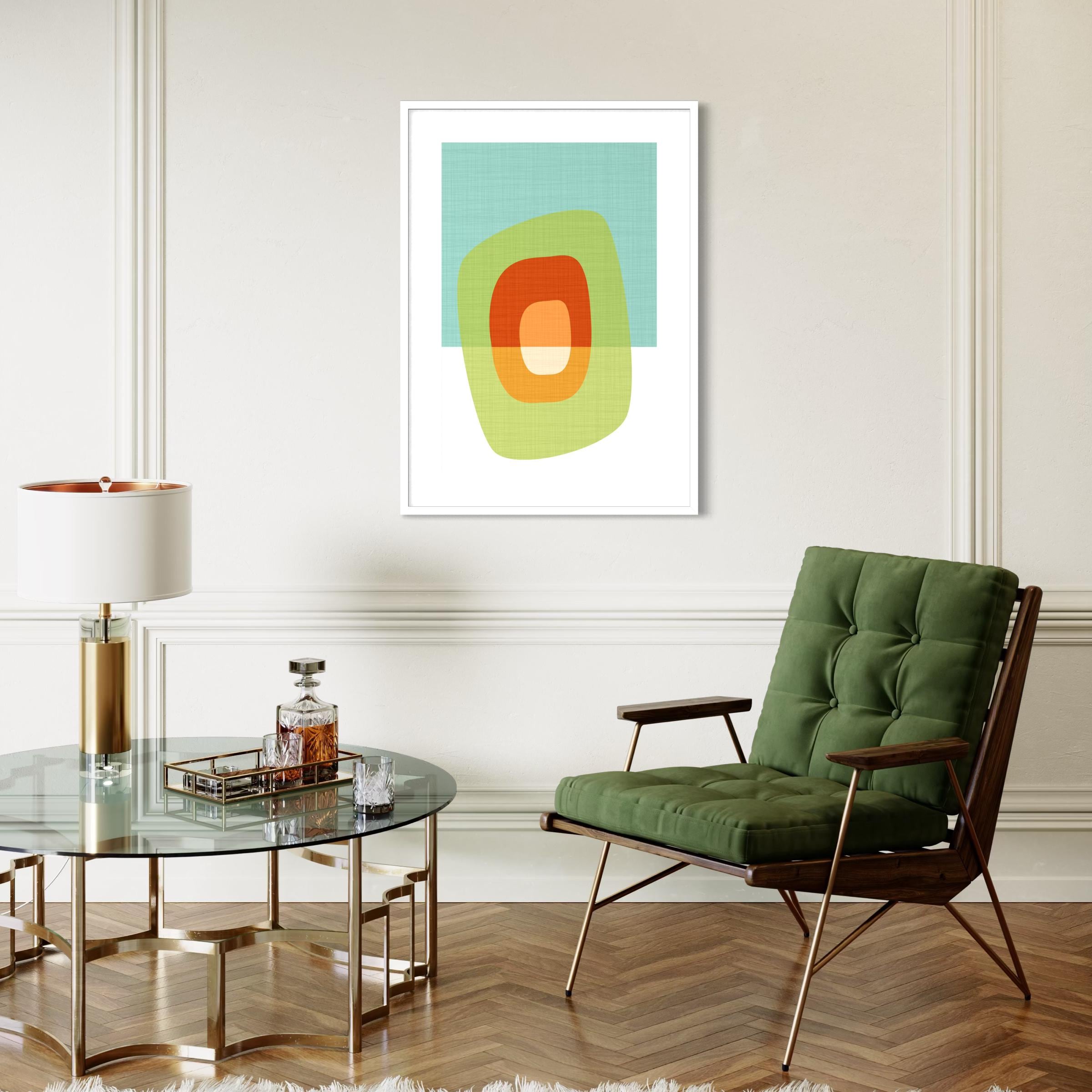 Abstract Mid-century Modern Art Print: Colorful Retro Living Room