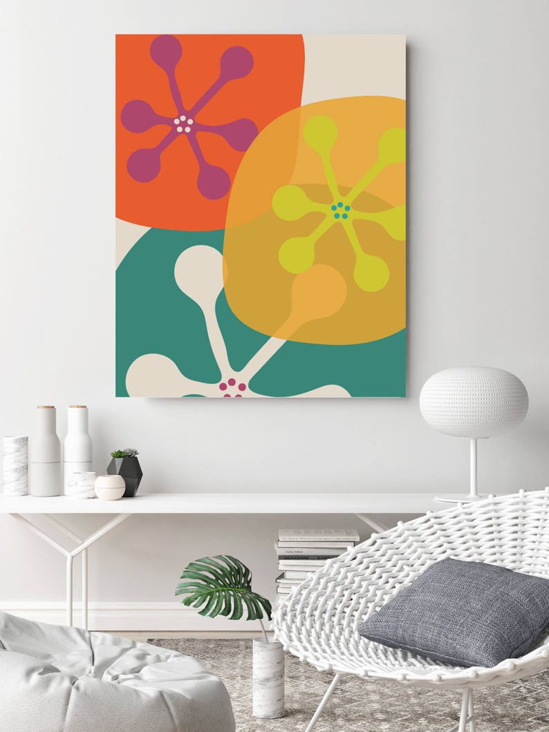 Modern Abstract Prints Large Mid-Century Art Colorful Wall | Etsy
