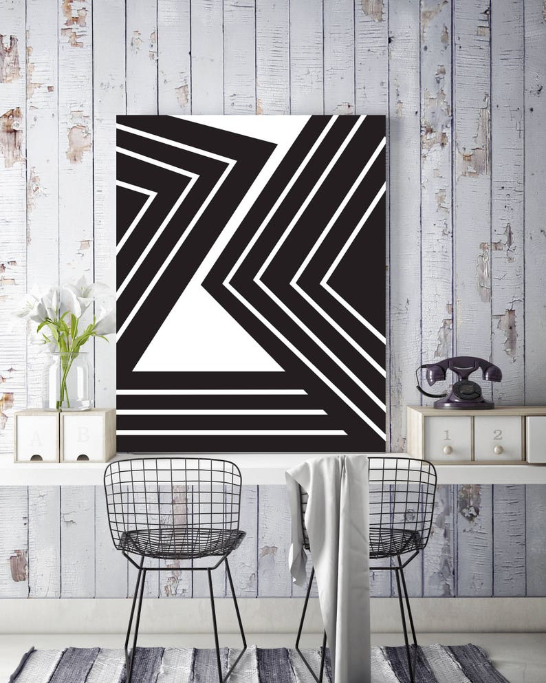 Modern Abstract Poster Black and White Prints Minimalist Etsy