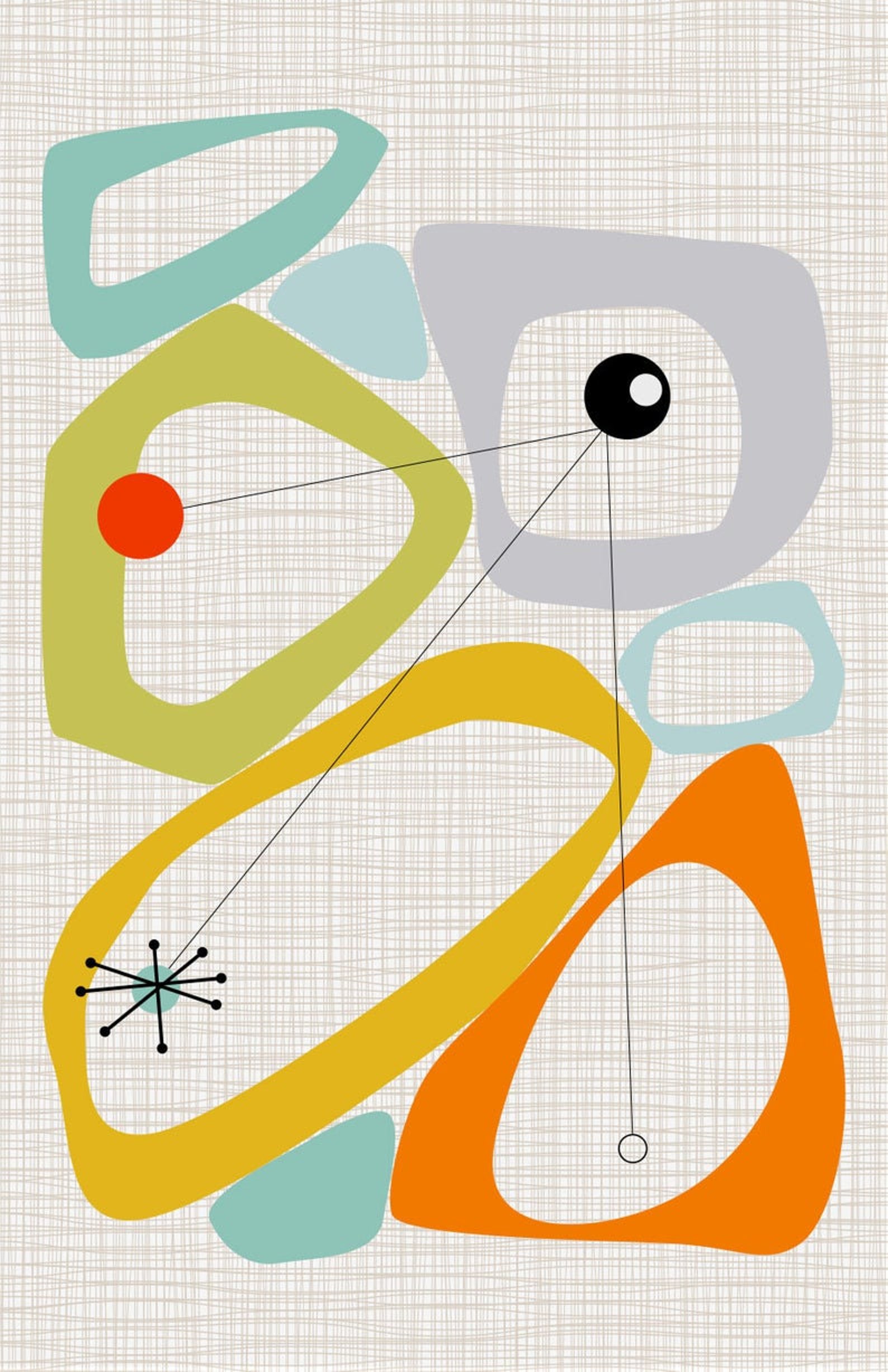 Midcentury Modern Atomic Wall Art Abstract Colorful Mid Etsy