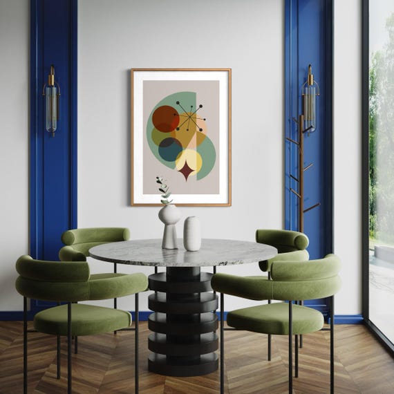 Atomic Retro Print: Mid-century Modern Abstract Art, Muted Earth