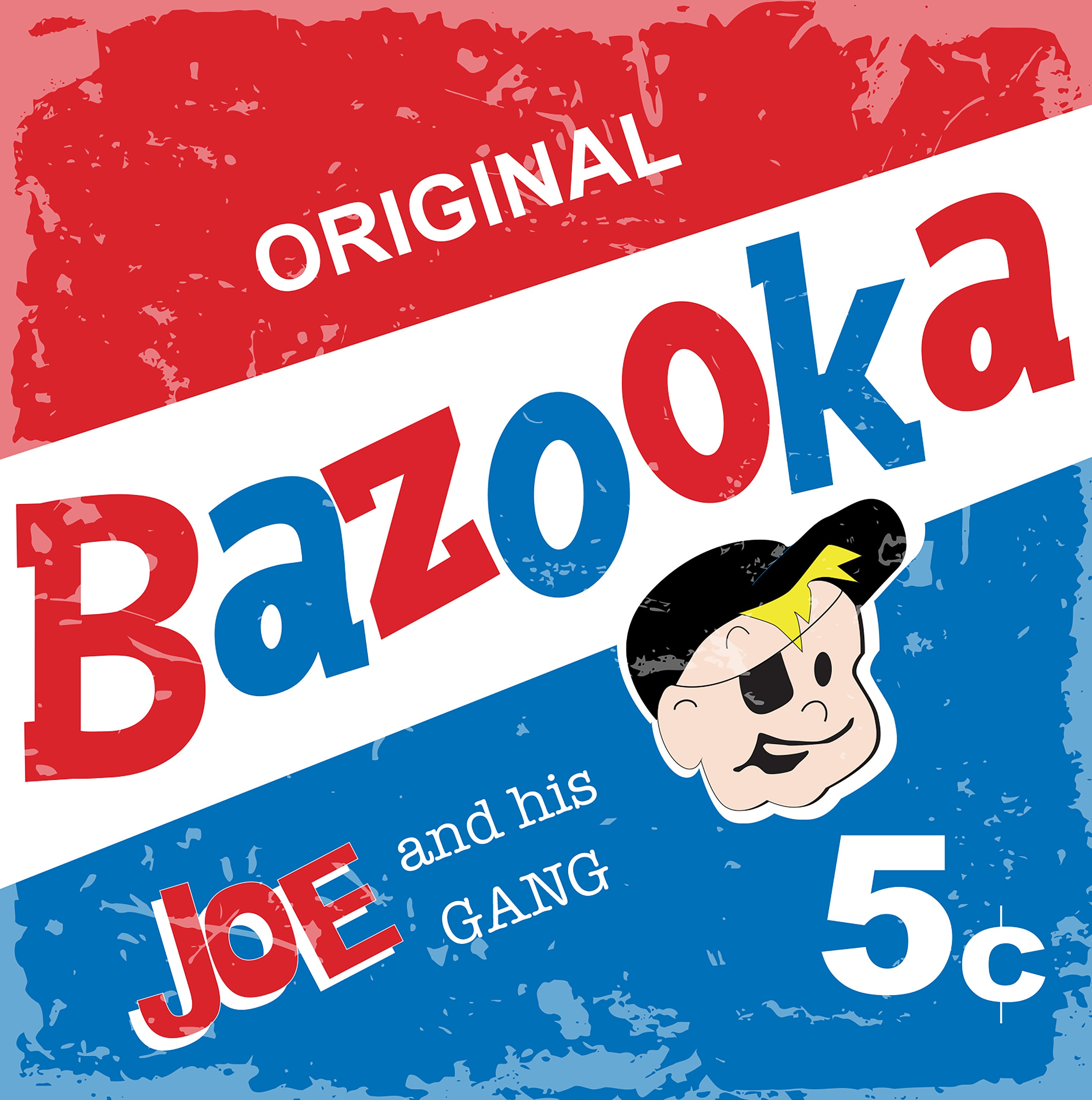 Bazooka Bubble Gum Art, 1960s MCM Print, Bazooka Joe and His