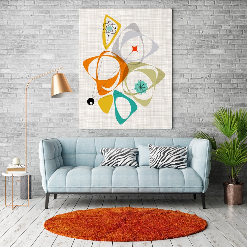 Abstract Midcentury Modern Wall Prints Colorful Midcentury Etsy