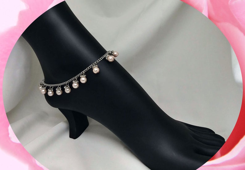 Summer anklet All year anklet. Light Pink colored glass Beads Anklet