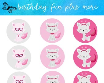 PRINTABLE valentine Cupcake topper, valentine instant download, printable valentine cat cupcake toppers, valentine digital toppers,