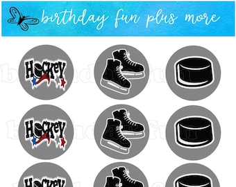 PRINTABLE hockey Cupcake topper, hockey instant download, printable hockey cupcake toppers, hockey rounds printable DIY, hockey banquet