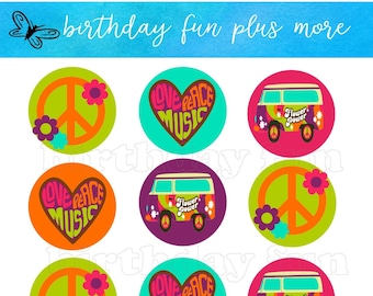 PRINTABLE retro Cupcake topper, 70s party, retro instant download, printable retro cupcake toppers, retro digital toppers, retro, 70's