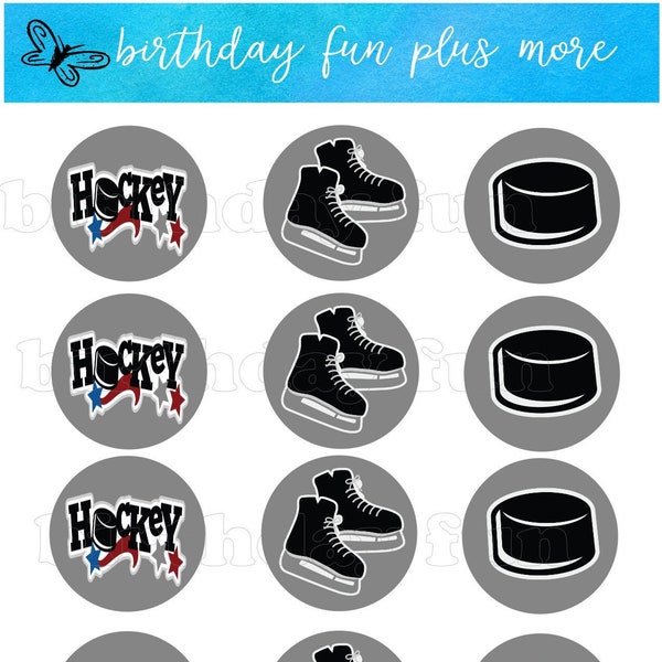 PRINTABLE hockey Cupcake topper, hockey instant download, printable hockey cupcake toppers, hockey rounds printable DIY, hockey banquet