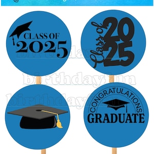 Blue Graduation centerpieces PRINTABLE instant download decorations DIY party decorations