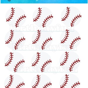BASEBALL Cupcake toppers PRINTABLE digital softball rounds picks  instant download baseball party decorations