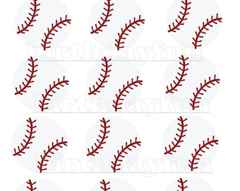 BASEBALL Cupcake toppers PRINTABLE digital softball rounds picks  instant download baseball party decorations