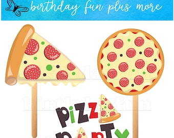 PRINTABLE Pizza centerpieces DIGITAL, instant download pizza decorations, pizza theme DIY birthday, pizza party decorations