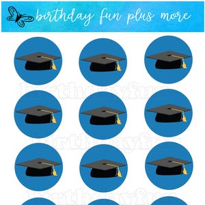 PRINTABLE blue graduation Cupcake topper rounds instant download DIY digital decorations for party