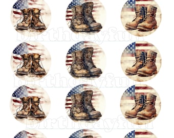 PRINTABLE military Cupcake topper patriotic instant download fourth of july rounds DIY marine party