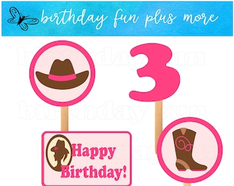 Cowgirl centerpieces 6 inches PRINTABLE, instant download cowgirl decorations, cowgirl theme, cowgirl birthday, cowgirl party, cowgirl decor