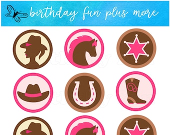 PRINTABLE Cowgirl  Cupcake toppers, digital cowgirl rounds, download printable cowgirl, cowgirl theme, cowgirl baby shower, cowgirl birthday