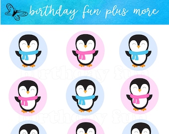 PRINTABLE penguin Cupcake topper, gender reveal instant download, printable waddle it be, baby shower, gender reveal, waddle it be