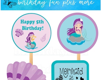 Mermaid centerpieces 6 inches PRINTABLE, instant download mermaid decorations, mermaid theme, mermaid birthday, mermaid party, mermaid decor