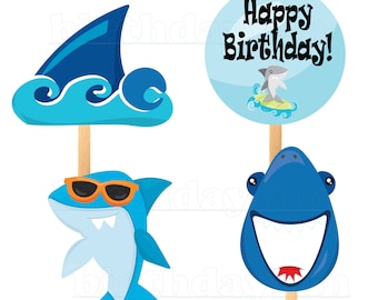 Shark centerpieces 6 inches PRINTABLE instant download shark decorations shark theme DIY birthday print