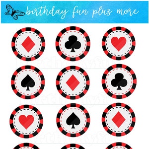 Casino theme party decorations, casino PRINTABLE cupcake toppers, casino rounds, casino instant download, casino digital DIY decorations