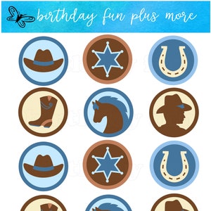 Cowboy Cupcake toppers AFDRUKBARE digitale cowboyrondes download afdrukbare cowboy thema cowboy baby shower verjaardagsfeestje