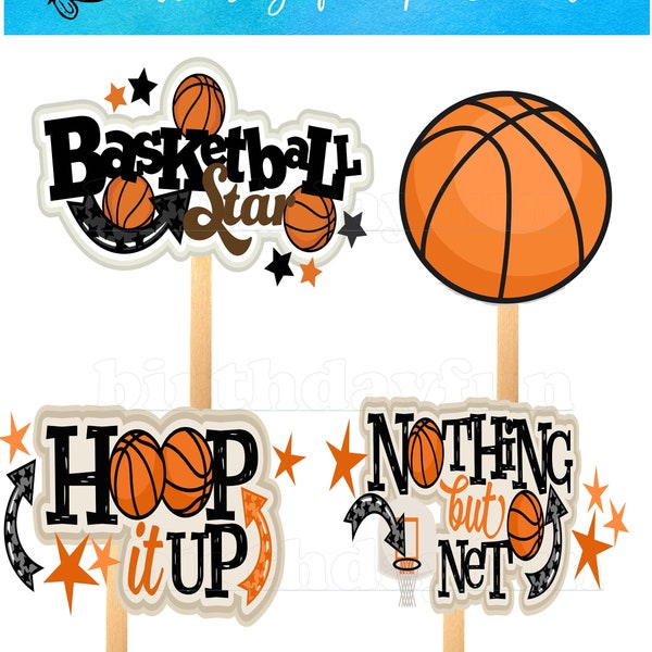 basketball centerpieces PRINTABLE, instant download basketball decorations, basketball theme DIY birthday, basketball party decorations