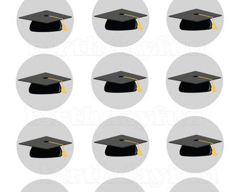 PRINTABLE gray graduation Cupcake topper rounds instant download DIY digital decorations for party