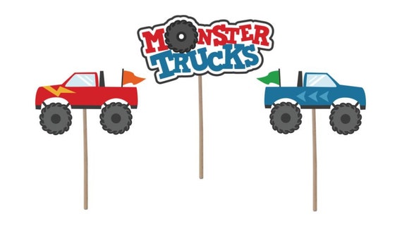 Cupcake Topper Monster Trucks Cupcake Topper Birthday Etsy