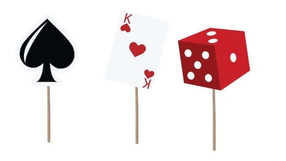 Casino Cupcake Toppers Set Of 12 Casino Party Decorations Etsy
