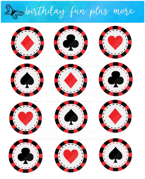 Casino Theme Party Decorations Casino Printable Cupcake Etsy