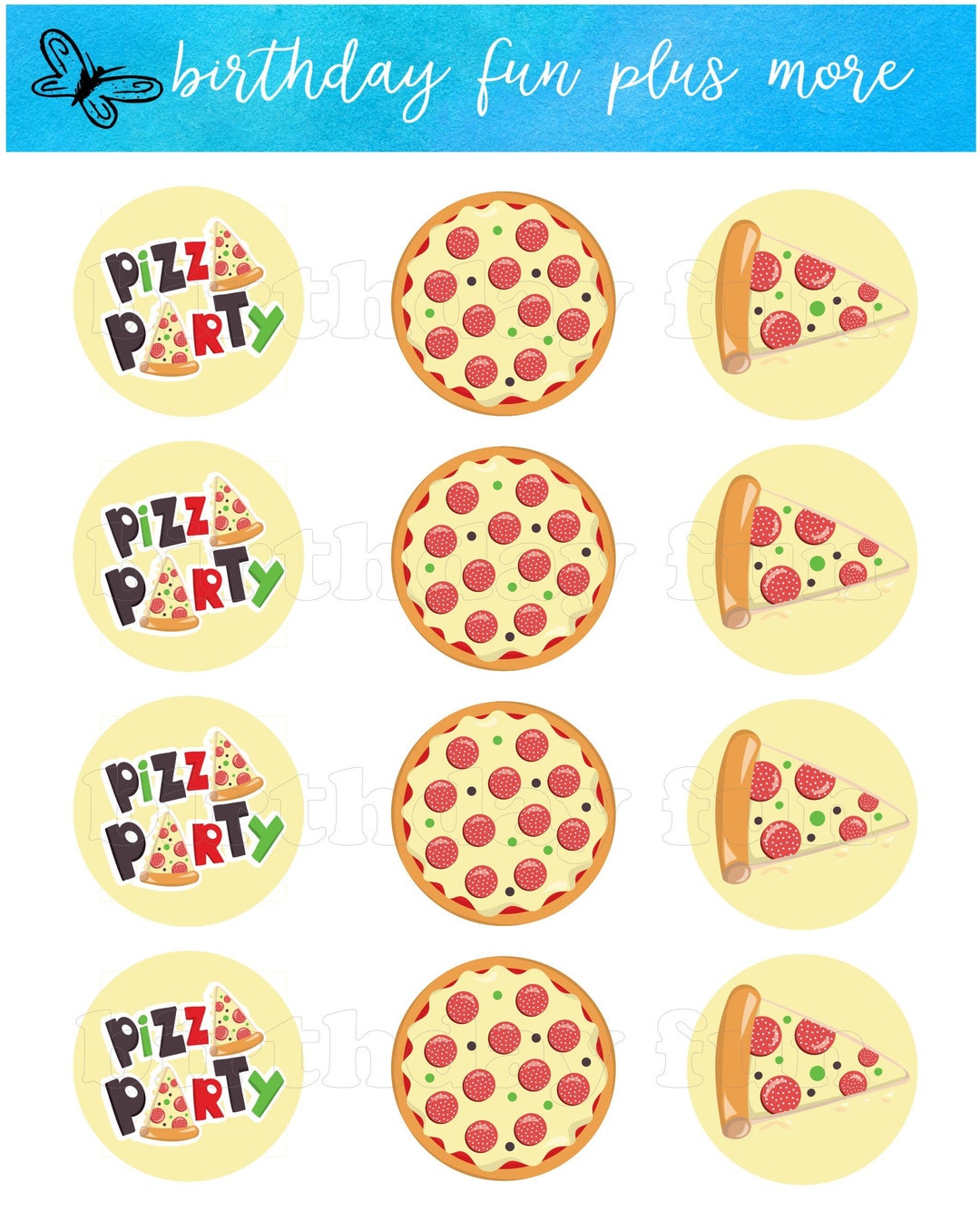 PRINTABLE Pizza Cupcake Topper, Pizza Party, Pizza Instant Download