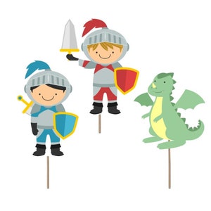 Knight dragon party, knight cupcake topper, knight theme party decorations, knight theme birthday party, knight picks, cupcake toppers