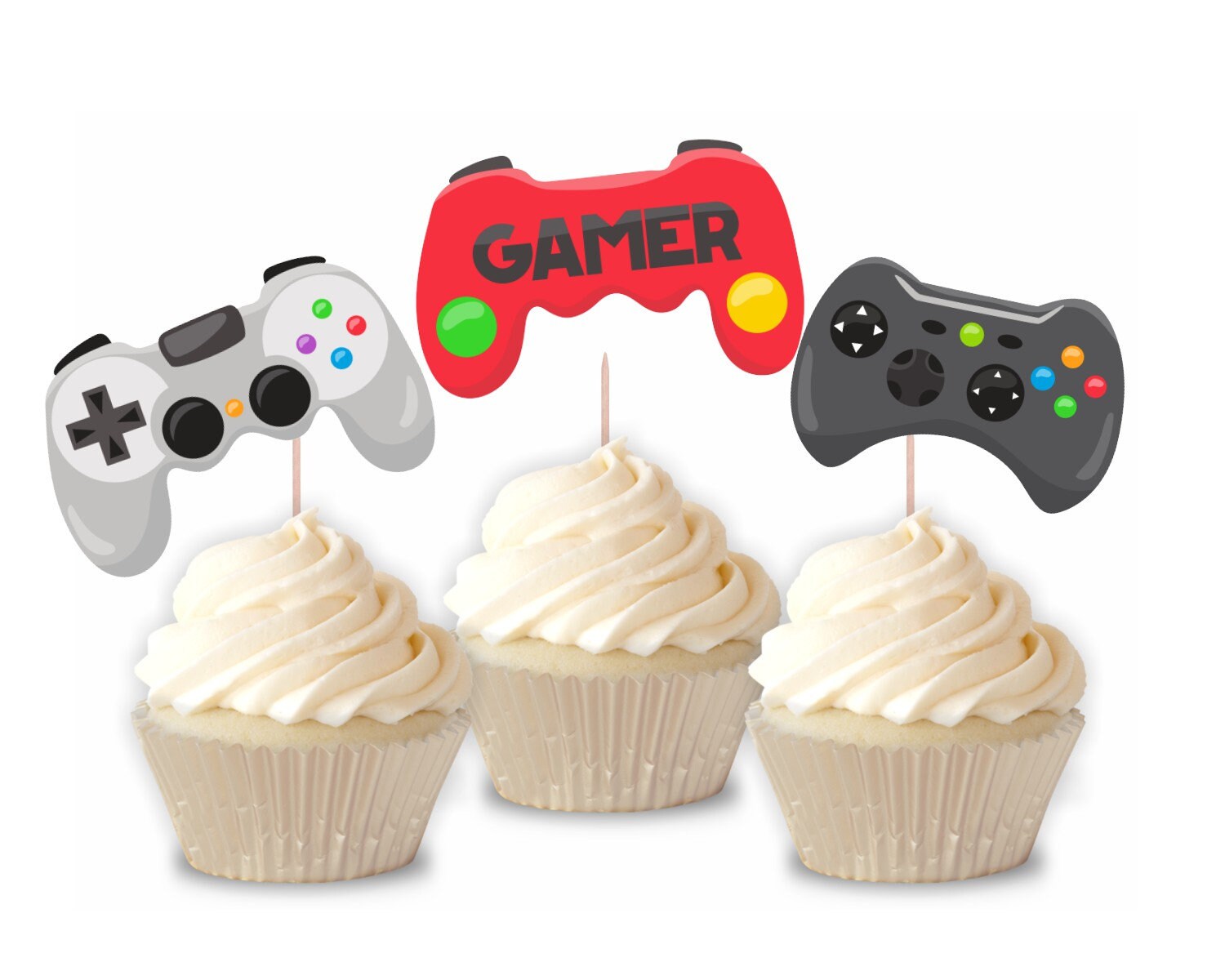 Video Game Cupcake Topper Gamer Party Decorations Fairy | Etsy
