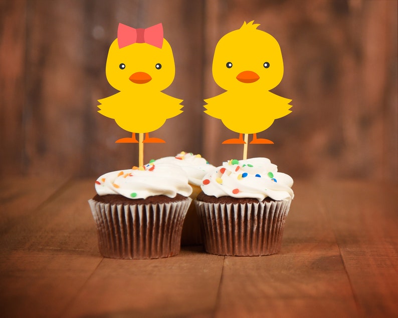 Baby Shower Cupcake Toppers Baby Shower Duck Theme Waddle It Etsy