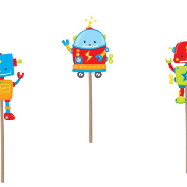 Robot Cupcake Topper, Robot Birthday cupcake topper, robot party decorations, robot theme, robot birthday party, robot birthday party
