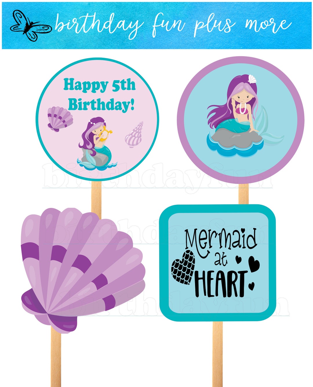 Mermaid Centerpieces 6 Inches PRINTABLE, Instant Download Mermaid Decorations, Mermaid Theme ...