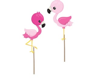 Flamingo party decorations, Cupcake Topper, Over the hill birthday, 40 50 birthday, food picks, Flamingo theme, Over the Hill toppers