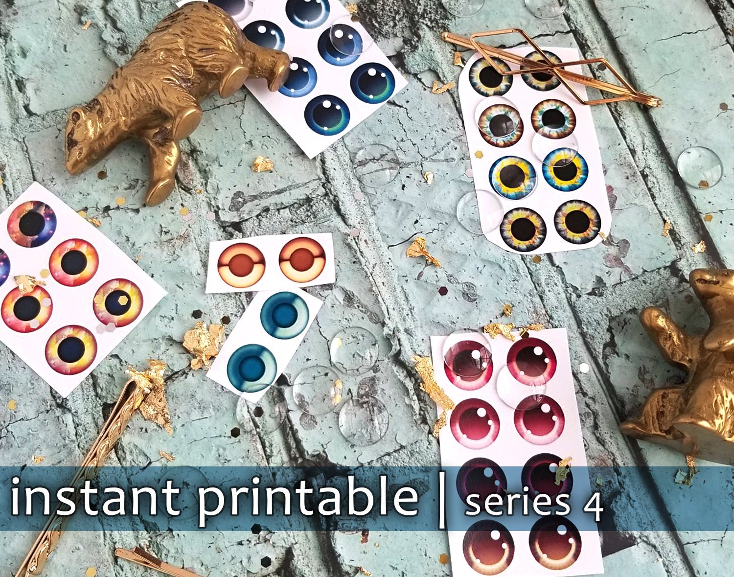 YANDERE Blythe Eyechip Printable DIY heart Series 2 eye chips for Blythe dolls