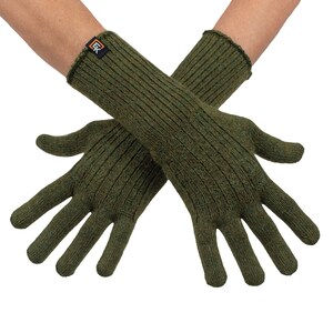 Alpaca Cable Knit Gloves - Made in the USA - Super Soft Baby Alpaca - Small - Moss Green