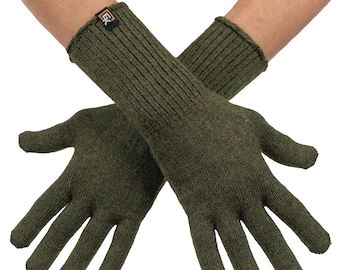Baby Alpaca Gloves for Women, Made in USA, Soft Lightweight Winter Knit Gloves, Driving Gloves, Walking Gloves, Small, Green