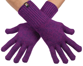 Wool Knit Gloves - Made in the USA - Super Soft Merino Wool - Small - Viola Melange