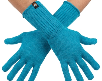 Baby Alpaca Gloves for Women, Made in USA, Soft Lightweight Winter Knit Gloves, Driving Gloves, Walking Gloves, Small, Teal