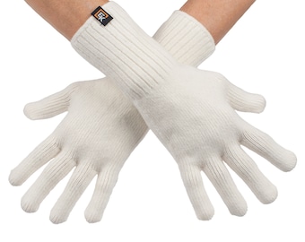 Wool Knit Gloves - Made in the USA - Super Soft Merino Wool - Small - Natural