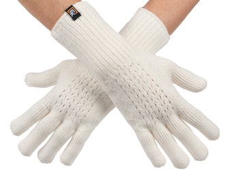 Merino Wool Mesh Knit Gloves for Women, Made in USA, Soft Lightweight Winter Gloves, Breathable Wool Gloves, Natural Fiber Gift, Natural