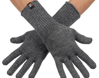 Baby Alpaca Gloves for Women, Made in USA, Soft Lightweight Winter Knit Gloves, Driving Gloves, Walking Gloves, Small, Grey