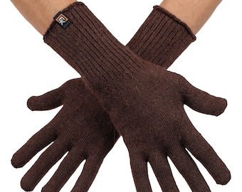 Baby Alpaca Gloves for Women, Made in USA, Soft Lightweight Winter Knit Gloves, Driving Gloves, Walking Gloves, Small, Harvest Brown